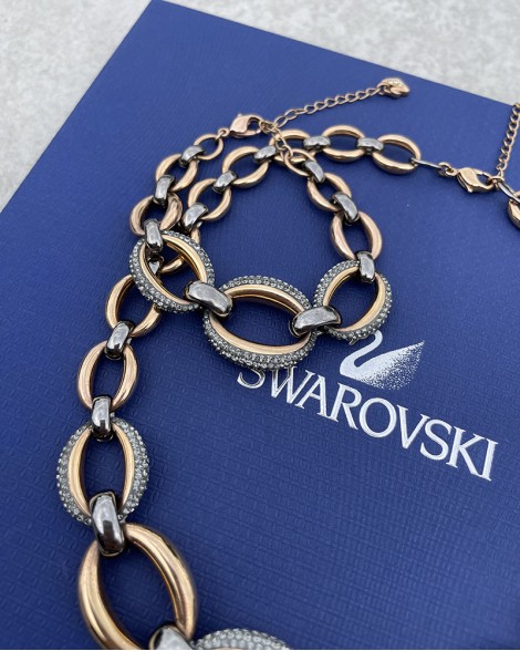 Set náhrdelník a náramek Swarovski růžový s oky